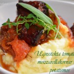 Oven roasted tomatoes and sausages